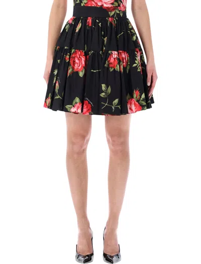 Dolce & Gabbana Mini Skirt Rose In Black