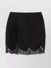 Dolce & Gabbana Mini Skirt With Scalloped Hem And Lace Trim In Brown