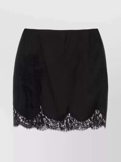 DOLCE & GABBANA MINI SKIRT WITH SCALLOPED HEM AND LACE TRIM