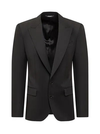 Dolce & Gabbana Mini Structured Wool Blazer In Black