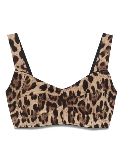 Dolce & Gabbana Mini Sweetheart Neckline Top With Shoulder Straps - Size 40 In Marrone