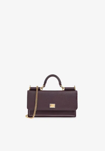 Dolce & Gabbana Mini Top Handle Bag In Iguana Print Leather In Burgundy