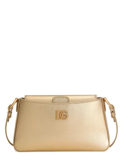 Dolce & Gabbana Mini Vintage Brass Plated Bag With Magnetic Closure In Gold