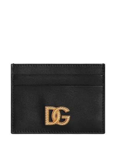 Dolce & Gabbana Mini Vintage Brass Wallet With Custom Logo In Black