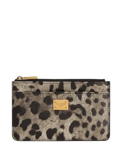 Dolce & Gabbana Mini Vintage Brass Zip Wallet With Customization In Marrone