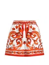 Dolce & Gabbana Shorts In Cotone Arancione Con Stampa Grafica Dolce E Gabbana In Orange