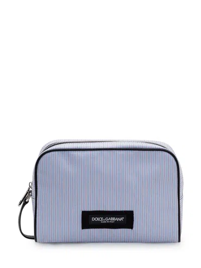 Dolce & Gabbana Mini Zip Close Striped Handbag In Blue