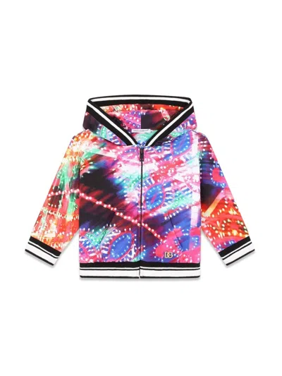 Dolce & Gabbana Mini Zipper Hoodie For Boys In Multi