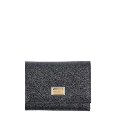 Dolce & Gabbana Minimal Solidcolor Wallet In Black