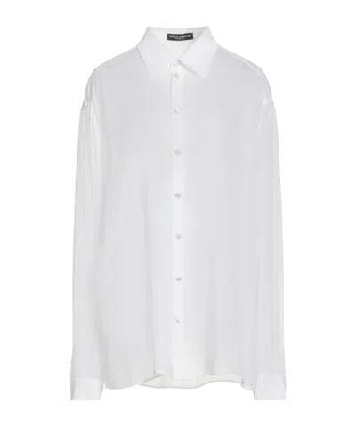 Dolce & Gabbana Minimalist Chiffon Blouse In White