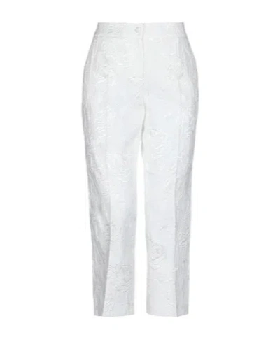 Dolce & Gabbana Minimalist Floral Casual Pants In White