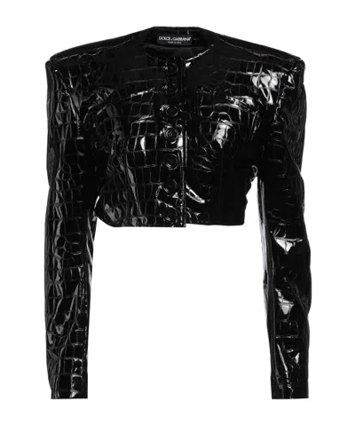 Dolce & Gabbana Minimalist Leather Jacket In Black