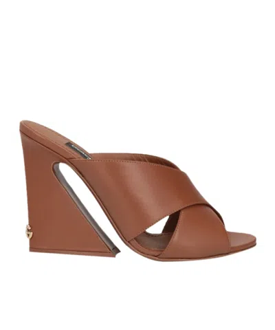 Dolce & Gabbana Minimalist Leather Sandals In Red
