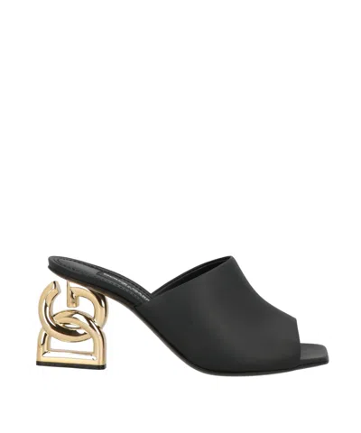 Dolce & Gabbana Minimalist Leather Slide Sandals In Black