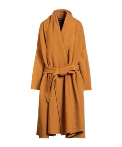 Dolce & Gabbana Minimalist Longsleeve Overcoat In Brown