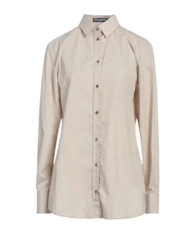 Dolce & Gabbana Minimalist Longsleeve Shirt In Beige