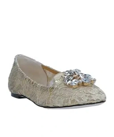 Dolce & Gabbana Minimalist Rhinestone Loafers In Gold