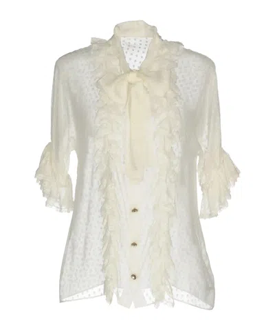 Dolce & Gabbana Minimalist Ruched Shirt In White