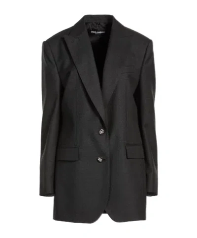 Dolce & Gabbana Minimalist Singlebreasted Blazer In Blue
