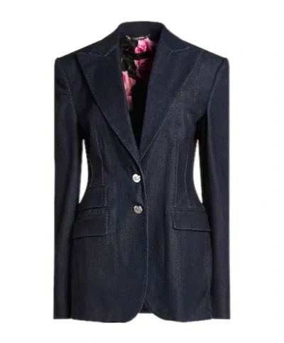Dolce & Gabbana Minimalist Singlebreasted Blazer In Blue
