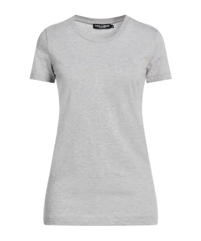 Dolce & Gabbana Minimalist Solid Color Short Sleeve T-shirt In Gray