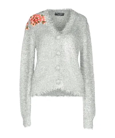 Dolce & Gabbana Minimalist Solidcolor Knit Cardigan In Gray