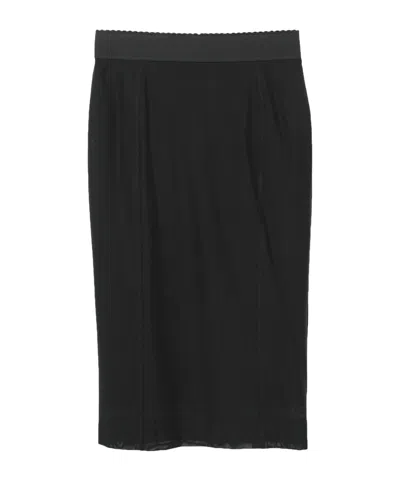 Dolce & Gabbana Minimalist Stretch Midi Skirt In Blue