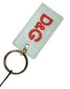 Dolce & Gabbana Mint Green Calf Leather Logo Metal Ring Keychain Keyring In Green