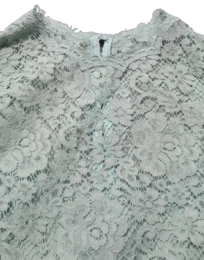 Dolce & Gabbana Mint Green Lace Sleeveless Knee Length Dress In Gray