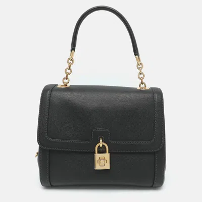Pre-owned Dolce & Gabbana Miss Bonita Black Leather Top Handle Bag