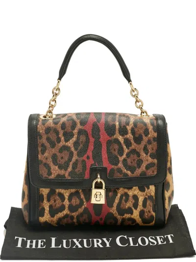 Pre-owned Dolce & Gabbana Miss Bonita Leopard-print Bag In Brown