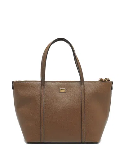 Pre-owned Dolce & Gabbana Miss Escape Leather Tote Bag In Brown