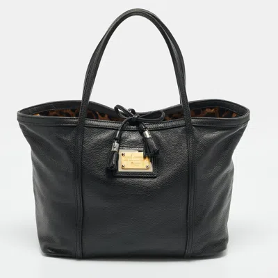 Pre-owned Dolce & Gabbana Miss Escape Tassel Black Leather Tote