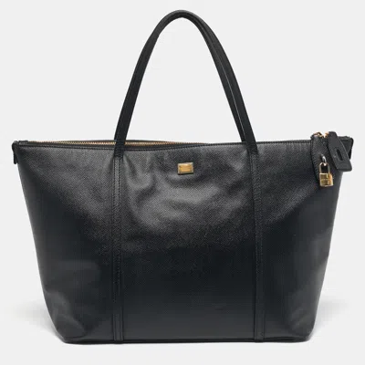 Pre-owned Dolce & Gabbana Miss Escape Zip Black Leather Tote
