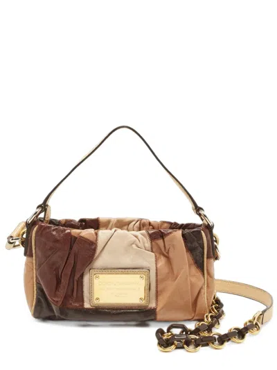 Pre-owned Dolce & Gabbana Miss Night And Day Patchwork Tote Bag In Brown