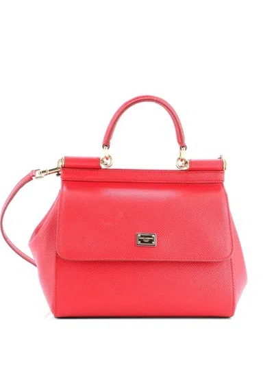 Pre-owned Dolce & Gabbana Miss Sicily Bag Leather Medium Satchel In Red