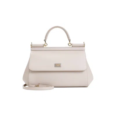 Dolce & Gabbana Rosa Carne Leather Miss Sicily Bag In White