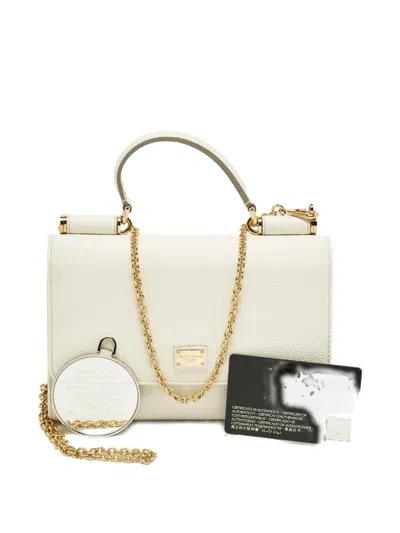 Pre-owned Dolce & Gabbana Miss Sicily Chain Wallet In White