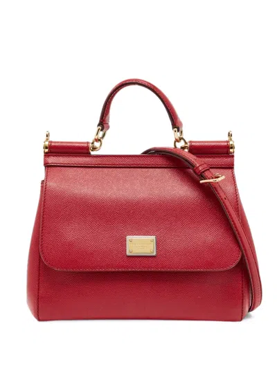 Pre-owned Dolce & Gabbana Miss Sicily Leather Shoulder Bag In Red