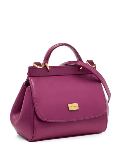 Pre-owned Dolce & Gabbana Miss Sicily Leather Tote Bag In Purple