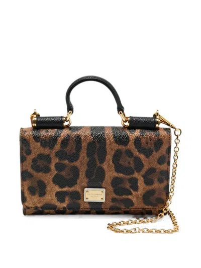 Pre-owned Dolce & Gabbana Miss Sicily Leopard-print Tote Bag In Neutral