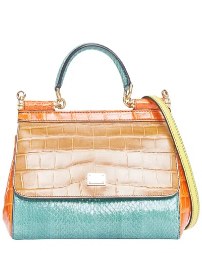 Pre-owned Dolce & Gabbana Miss Sicily Scaled Leather Satchel Crossbody Bag (authentic  Pre-loved)