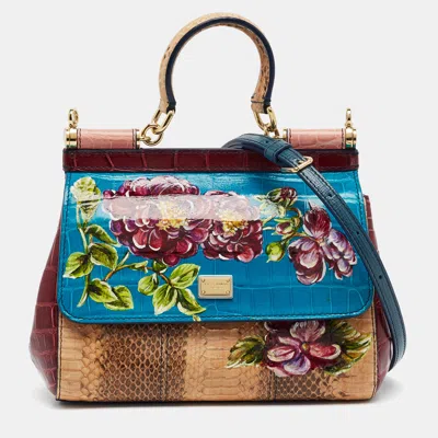 Pre-owned Dolce & Gabbana Miss Sicily Small Limited Edition 1/1 Multicolor Exotic Leather Top Handle Bag