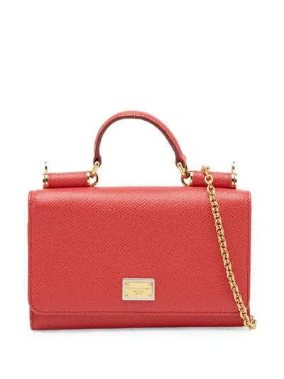 Pre-owned Dolce & Gabbana Miss Sicily Von Chain Wallet In Red