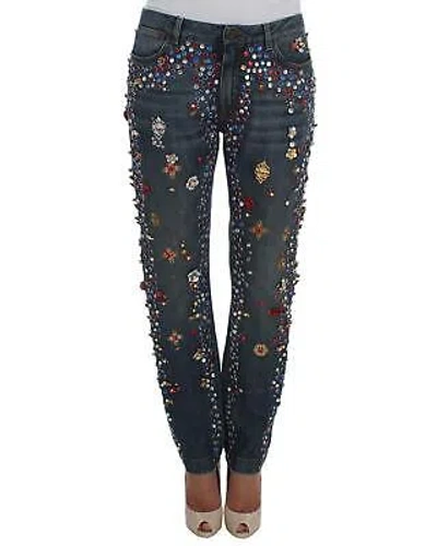 Pre-owned Dolce & Gabbana Mit Herzen Verzierte Jeans - Pants - Blue -size 38 In Blau