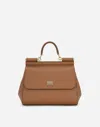 Dolce & Gabbana Medium Sicily Dauphine Leather Bag In Brown