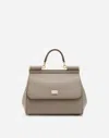 Dolce & Gabbana Mittelgrosse Sicily Tasche Aus Dauphine-leder In Grey