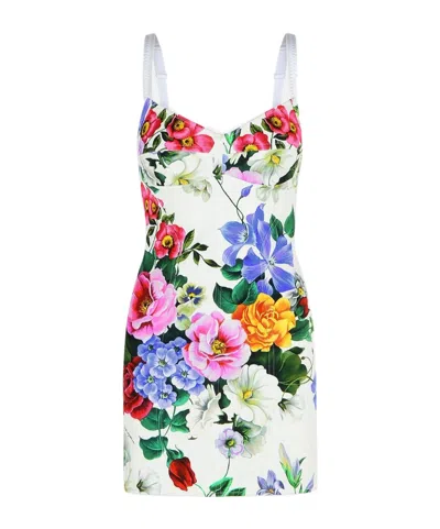 Dolce & Gabbana Mix And Match Pattern Print Dress In White