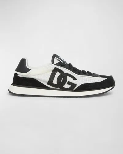 DOLCE & GABBANA MIXED-MATERIAL DG CUSHION SNEAKERS