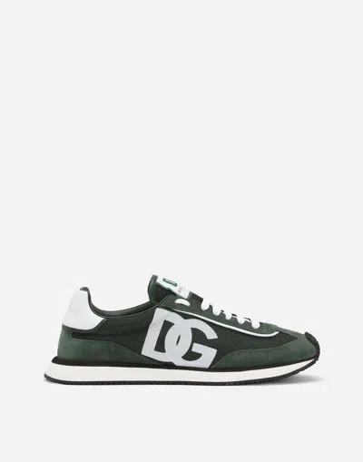 DOLCE & GABBANA MIXED-MATERIAL DG CUSHION SNEAKERS